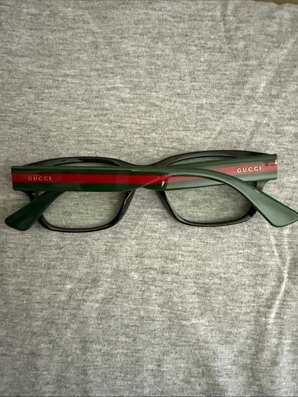 Authentic Gucci Black Eyewear with Green and Red Temple Stripes   NWOT